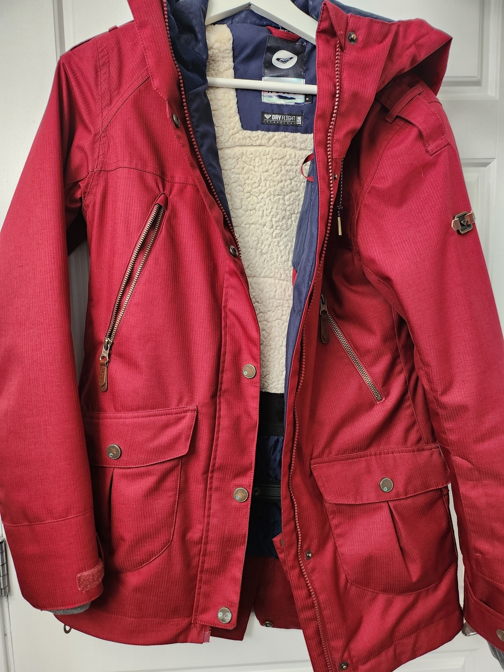 Roxy Dry Flight 15K Red Ski Snow Jacket | Sherpa Lined | Size S